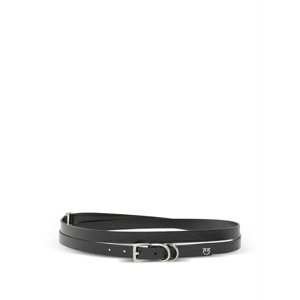 ピンコ レディース ベルト アクセサリー Leather belt Black｜asty