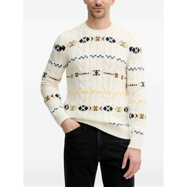 ベネトン  メンズ 編み物\u0026プルオーバー アウター Cable-knit pattern sweater Neutrals