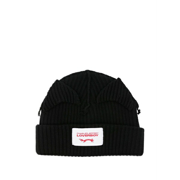 チャールズ・ジェフリー メンズ 帽子 アクセサリー Ribbed-knit beanie Black