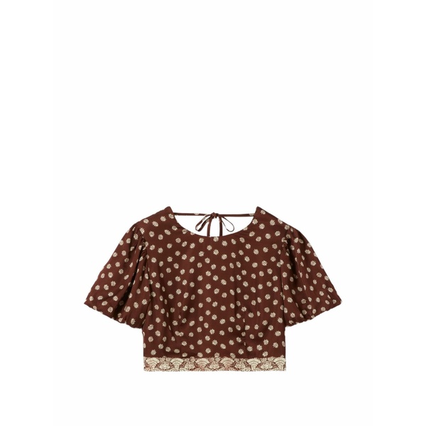 クローディピエルロ レディース シャツ トップス Floral print tie-fastening blouse Brown|asty