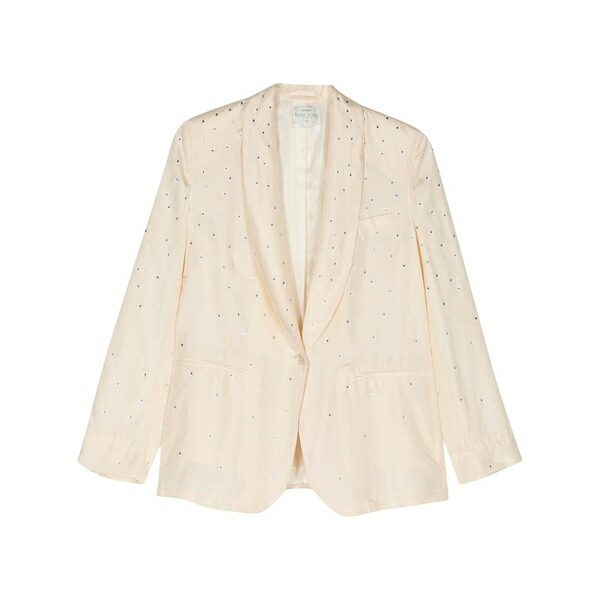 フォルテ フォルテ レディース ジャケット＆ブルゾン アウター Rhinestoned single-breasted blazer Neutrals｜asty
