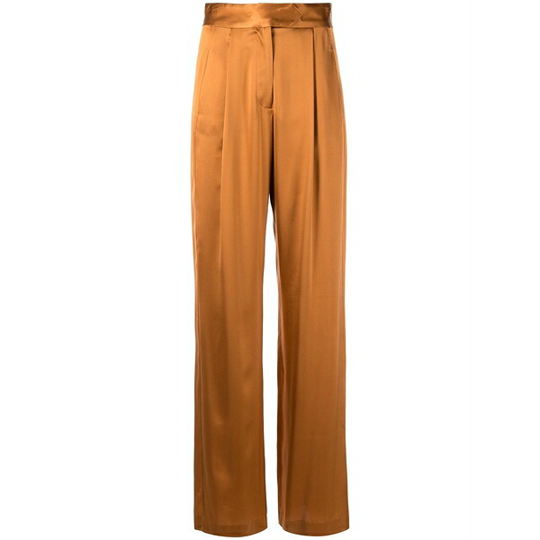 ミシェルメゾン レディース カジュアルパンツ ボトムス Wide-leg silk satin trousers Orange