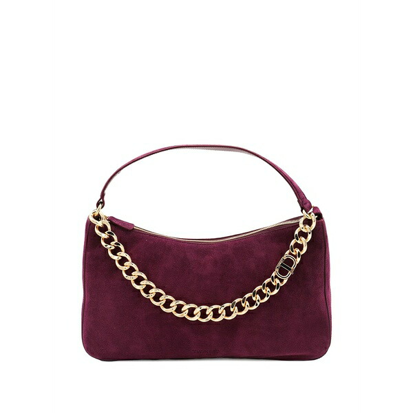ツイン仕掛ける レディース ショルダーバッグ 御徒面子 Chain-embellished suede shoulder bag Red