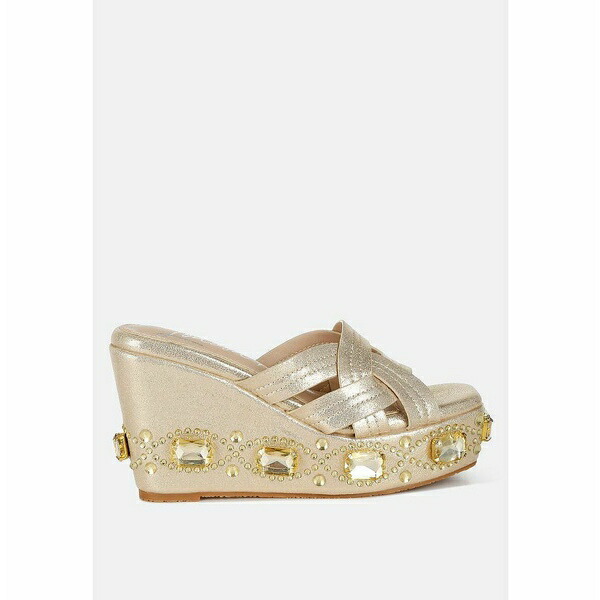 ロンンドンラグ レディース サンダル シューズ Blistronic Chunky Diamante & Rhinestone Cut-Out Sandals Gold画像