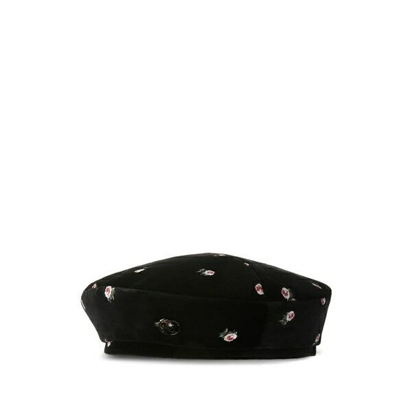 メゾンミッシェル レディース 帽子 アクセサリー Floral-embroidered beret Black｜asty