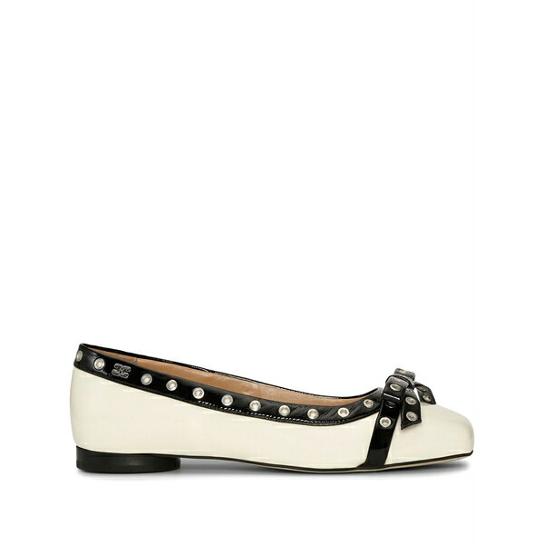 ガニー レディース サンダル シューズ Eyelet-embellishment bow-detail ballet flats White｜asty