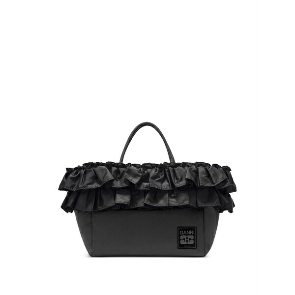 ガニー レディース ショルダーバッグ バッグ Ruffled-detail shoulder bag Black|asty