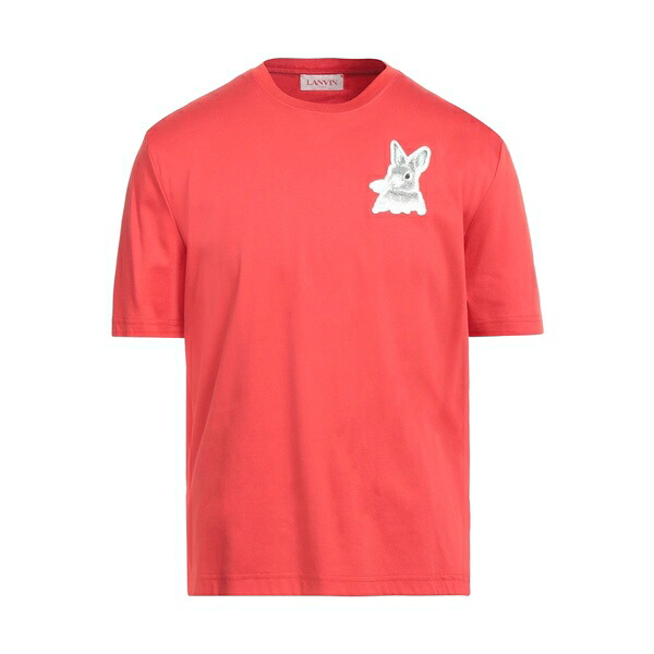 【貨物輸送無料】 ランバン メンズ プルオーバー トップス T-shirts Red