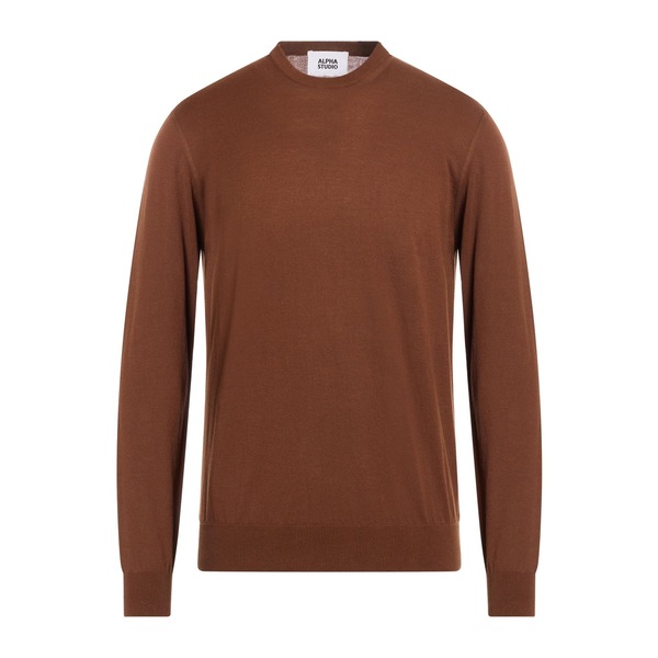 【貨物輸送無料】 アルファス テューディオ メンズ 編み物\u0026スウェーター アウター Sweaters Brown ニット・セーター-トップス