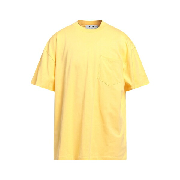 【送料無料】 エムエスジイエム メンズ Tシャツ トップス T-shirts Yellow｜asty
