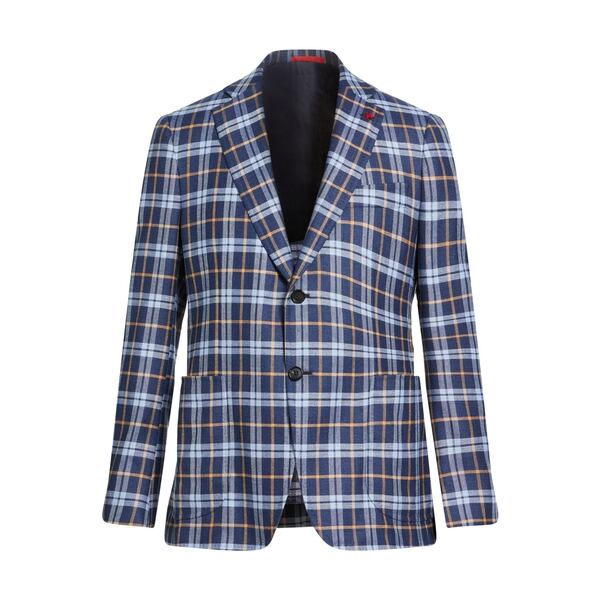 【送料無料】 イザイア メンズ ジャケット&ブルゾン アウター Blazers Blue|asty