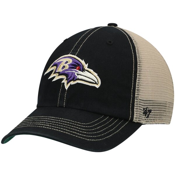 フォーティーセブン メンズ 帽子 アクセサリー Baltimore Ravens 47 Trawler Trucker Clean Up Snapback Hat Black Natural 5年保証