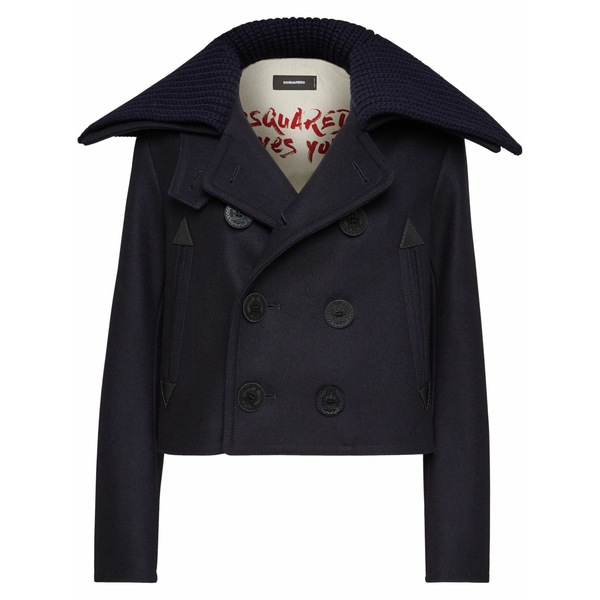 ディースクエアード レディース 上衣＆上衣 アウター Double-breasted cropped peacoat Blue