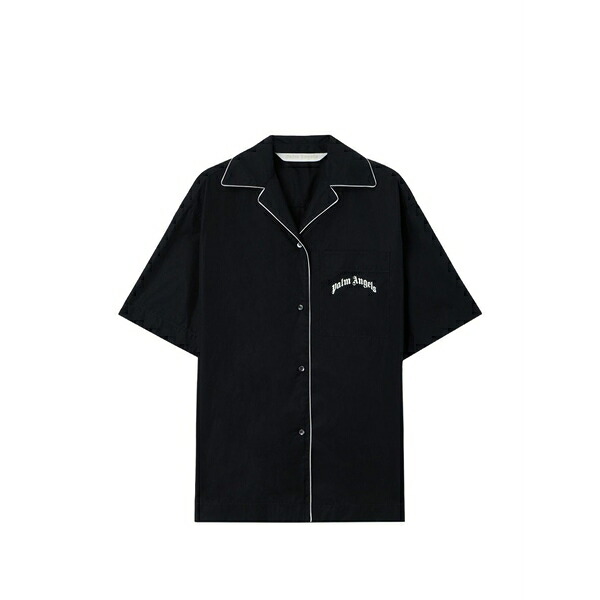 パーム・エンジェルス レディース シャツ トップス Curved-logo bowling shirt Black|asty