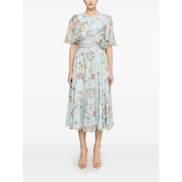 ニッサ レディース ワンピース トップス Floral silk midi dress Blue｜asty 116,900円