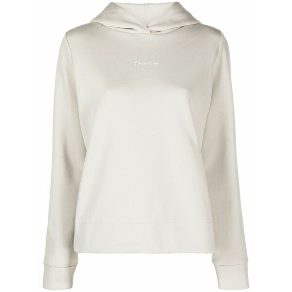 カルバンクライン レディース パーカー・スウェットシャツ アウター Logo-print hoodie Grey