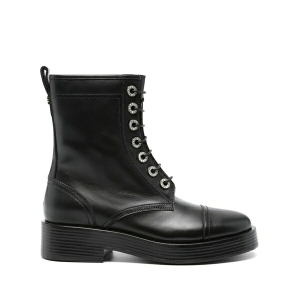 カサディ レディース ブーツ シューズ Leather combat boots Black