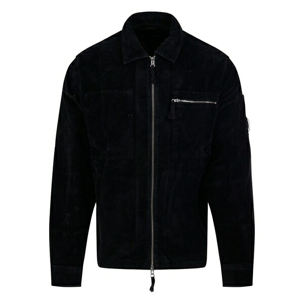 シーピーカンパニー メンズ シャツ トップス Zip-fastening corduroy shirt Black｜asty