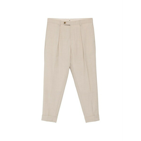 ベルウィッチ メンズ 心地好いズボン下 ボトムス Chiaia pleated cuffed trousers Neutrals