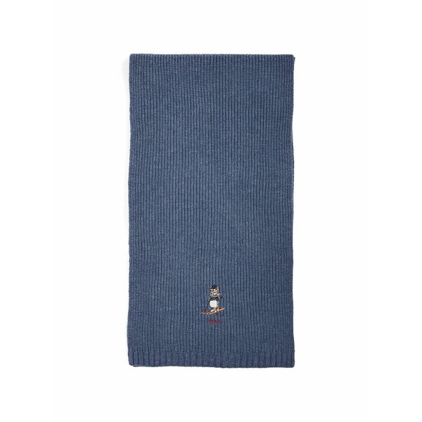 ラルフローレン メンズ 消音装置・袈裟・えり巻き 佩び物 Ribbed polo bear scarf Blue