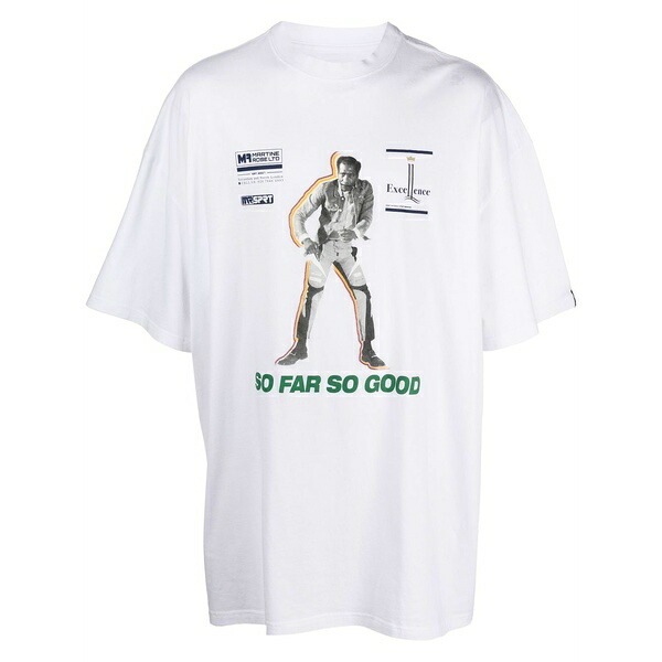 マーティン・サクラ色 メンズ プルオーバー トップス Graphic-print short-sleeved t-shirt White