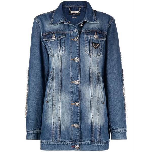フィリップ飾り気の無い レディース 上衣＆上衣 アウター Crystal-cable denim jacket Blue