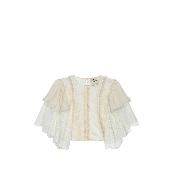 アニエバイ レディース プルオーバー トップス Ruffled lace blouse Neutrals