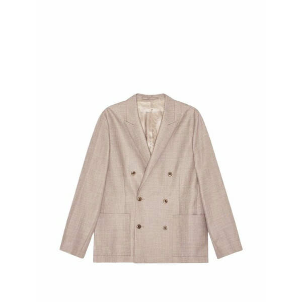 エヌエヌ77 メンズ 上衣＆上衣 アウター Double-breasted patch blazer Neutrals メンズファッション-コート・ジャケット