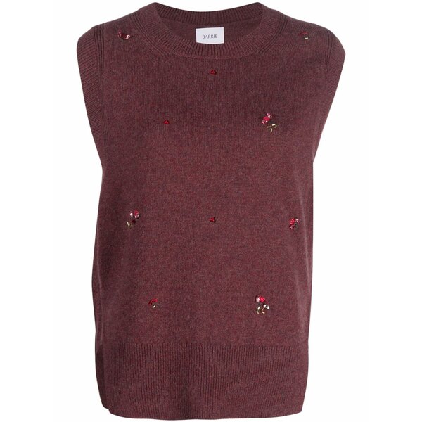 バリー レディース 編み物\u0026ティーシャツ アウター Floral-embroidery cashmere jumper Red