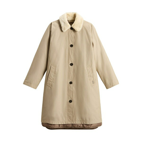 羊毛 金持ち レディース 厚地の外套 アウター Faux-fur collar coat Neutrals