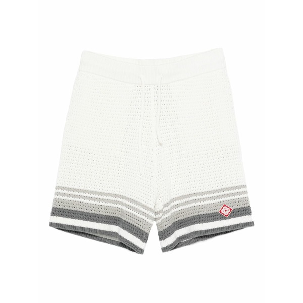カサブランカ メンズ 心地好いズボン下 ボトムス Crochet striped shorts White