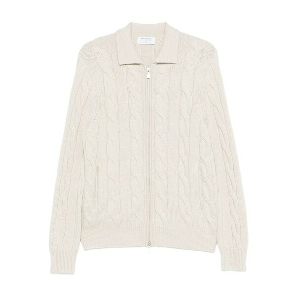 グランサッソ メンズ ジレー アウター X casa frumoasa cable-knit cardigan Neutrals