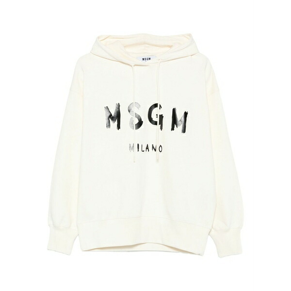 エムエスジイエム レディース パーカー・スウェットシャツ アウター Logo-print hoodie Neutrals