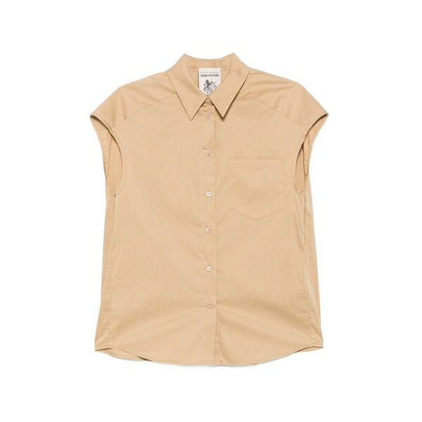 セミクチュール レディース シャツ トップス Lottie cap-sleeve button-down shirt Neutrals｜asty