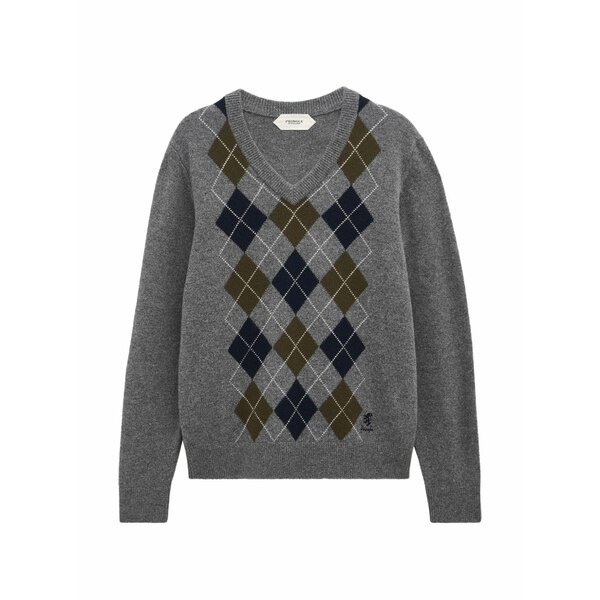 プリングル オブ スコットランド メンズ ニット\u0026セーター アウター Argyle v-neck sweater Grey