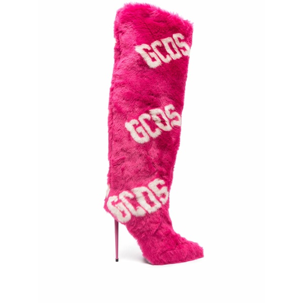 ジーシーディーエス レディース ブーツ シューズ Logo-detail knee-high boots Pink