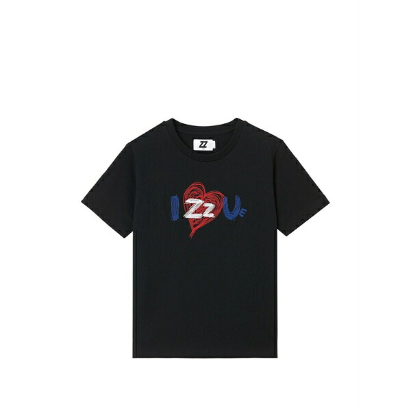 イズエ レディース Tシャツ トップス Heart graphic t-shirt Black|asty