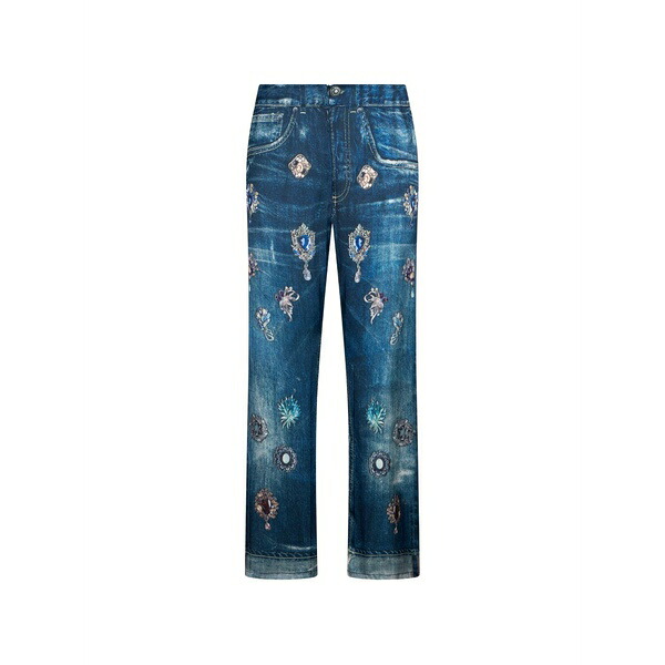 リュージョー レディース デニムパンツ ボトムス Print button jeans Blue|asty