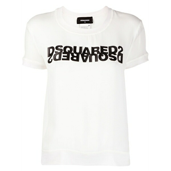 ディースクエアード レディース プルオーバー トップス Mirrored logo georgette top White