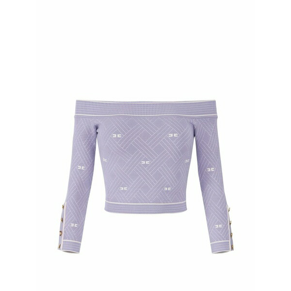 エリザベスフランキ レディース ティーシャツ トップス Off-the-shoulder knit top Purple