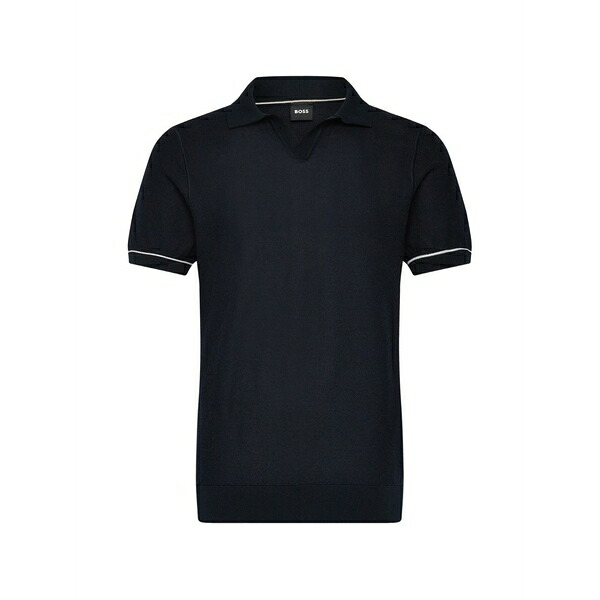 元締め メンズ スポーツシャツ トップス Cotton-blend horizontal-stripe polo shirt Blue