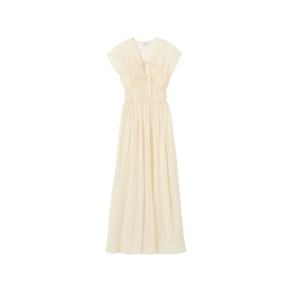 クローディピエルロ レディース ワンピース トップス Tie-detail gathered maxi dress Neutrals｜asty
