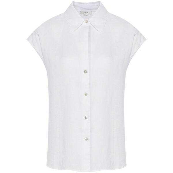 ヴィンス レディース プルオーバー トップス Short-sleeve linen shirt White