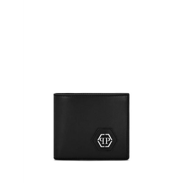 フィリップ飾り気の無い メンズ 銭入れ 添え物 Logo-plaque ビスマス-fold wallet Black