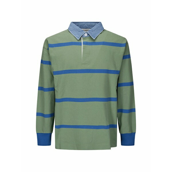 グラミチ メンズ スポーツシャツ トップス Striped polo shirt Green