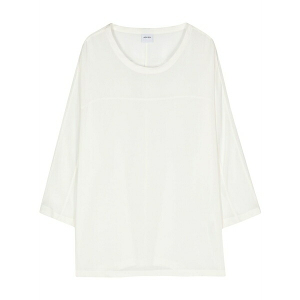 アスペジ レディース プルオーバー トップス Round-neck silk t-shirt Neutrals