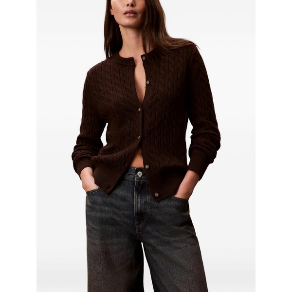 カルバンクライン レディース カーディガン アウター Cable-knit cardigan Brown｜asty 34,970円