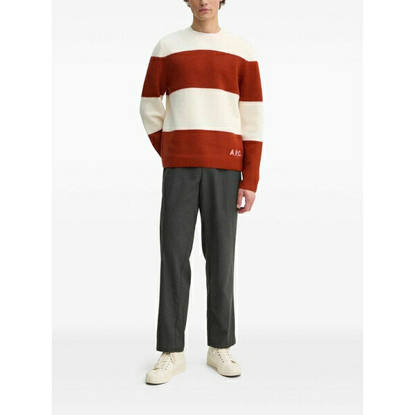 アーペーセー メンズ ニット&セーター アウター Striped crew-neck sweater Neutrals|asty