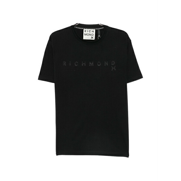 ジョン バージニアの州都 メンズ プルオーバー トップス Logo-embroidered t-shirt Black