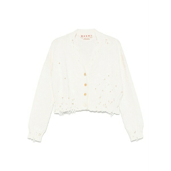 マルニ レディース ジレー アウター Patterned-jacquard cardigan White